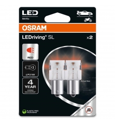 Osram LEDriving Premium 7556R-02B 12V 2W BA15s Red P21W