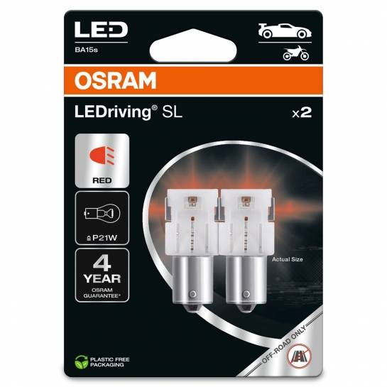 Osram LEDriving Premium 7556R-02B 12V 2W BA15s Red P21W