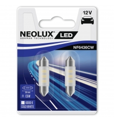 Neolux LED 12V 0,5W SV8.5-8 NF6436CW blister 6000K jasná biela duo blister (36mm)